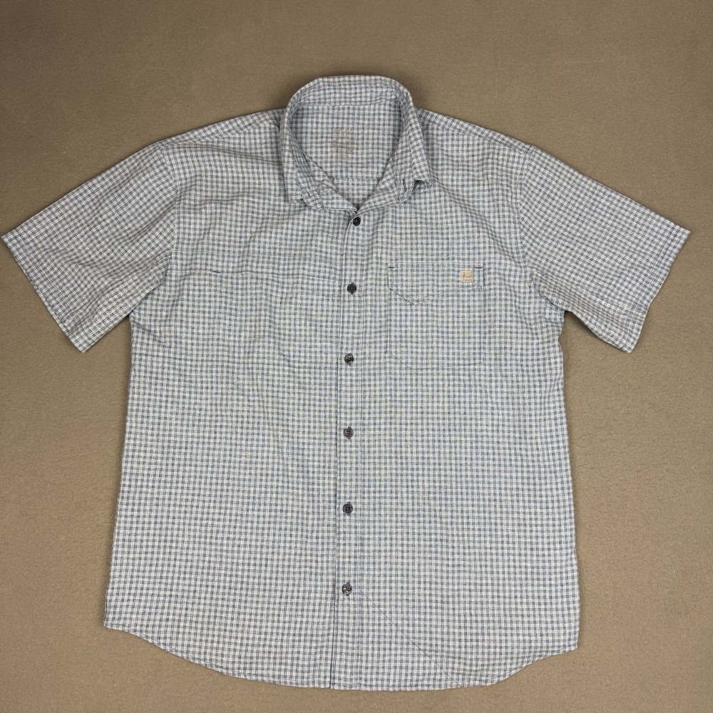 Huk Mens Short Sleeve Performance Fishing Shirt Size Large Blue Vented Plaid - Picture 2 of 9